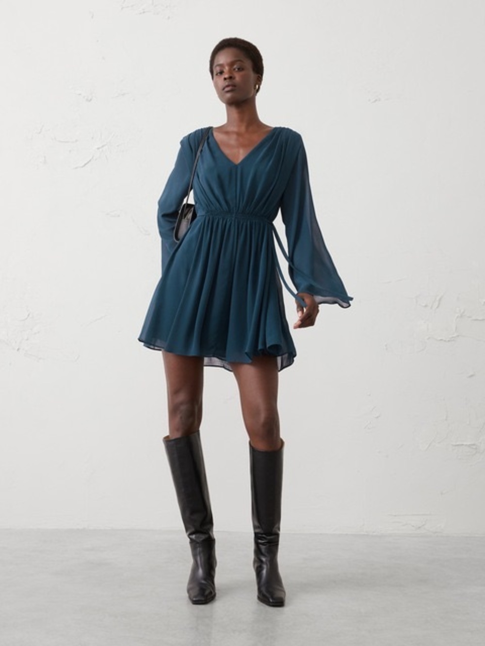 NWT Banana Republic Chiffon Side-Tie Mini Dress – Teal Shadow